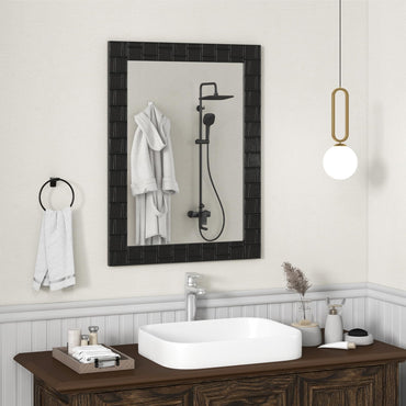 Miroir mural encadré en bois Tangkula, 31,5" x 23,5" en bois d'hévéa, miroir mural moderne