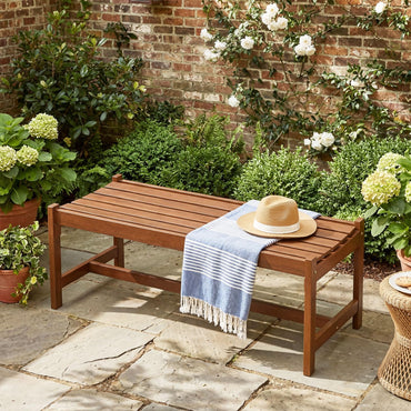 Tangkula Outdoor Wood Bench Backless for Backyard