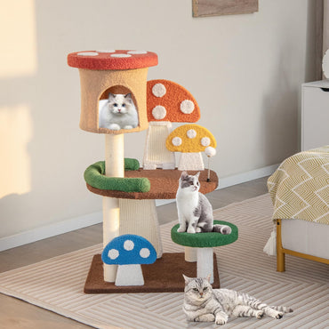 Tangkula Arbre à chat champignon de 103 cm, Mignonne tour pour chat
