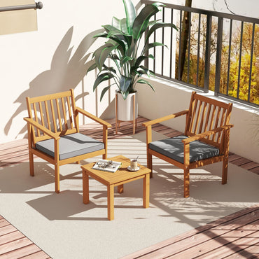 Tangkula 3 Pieces Patio Wood Furniture Set
