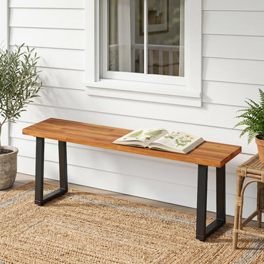 Tangkula Acacia Wood Outdoor Bench(47" x 10.5" x 18",1/2)