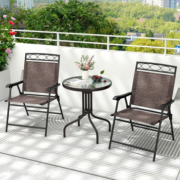 Tangkula 3 Piece Outdoor Bistro Set(Wave Backrest)