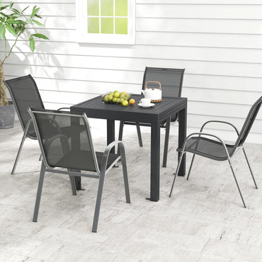 Tangkula Ensemble repas d'extérieur 5 pièces, mobilier de jardin avec table extensible en aluminium et 4 chaises empilables