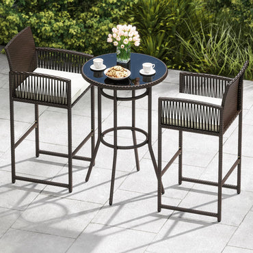 Tangkula 3 Piece Patio Bar Set for Backyard