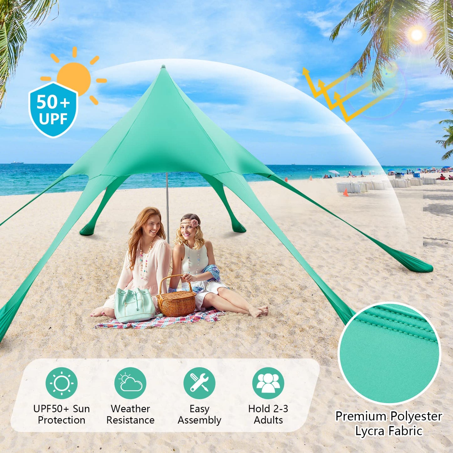 Tangkula Beach Canopy Tent UPF50+ Beach Sun Shade