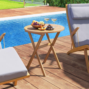 Tangkula Table de salle à manger d'extérieur en bois d'acacia de 26 pouces