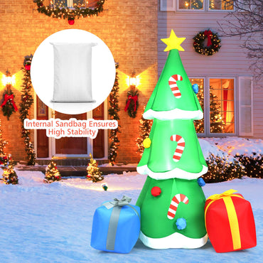 Tangkula Inflatable Christmas Tree, LED Lights, Built-in Sandbags & Stakes, Indoor Outdoor Holiday Decor