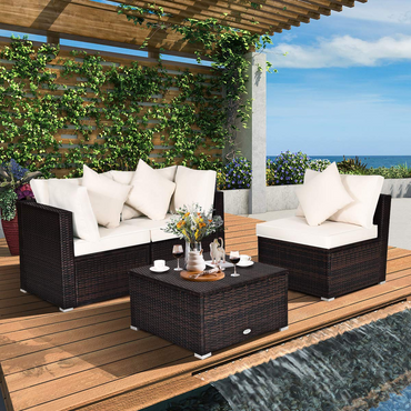 Ensemble de canapés de patio en rotin Tangkula, ensemble de meubles modulaires d'extérieur en osier