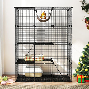 Tangkula Cat Cage Indoor 56" Large 4-Tier Cat Enclosure with Skylight