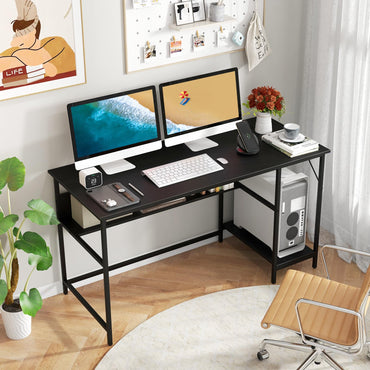 Tangkula 55 Inch Computer Desk with Power Outlet & USB Ports