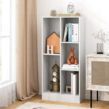 Tangkula Étagère à 5 casiers, Bibliothèque au sol de 104 cm de hauteur avec 2 kits anti-basculement