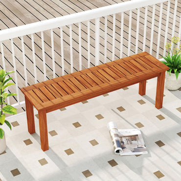 Tangkula 2 Person Backless Patio Garden Bench with Slatted Seat