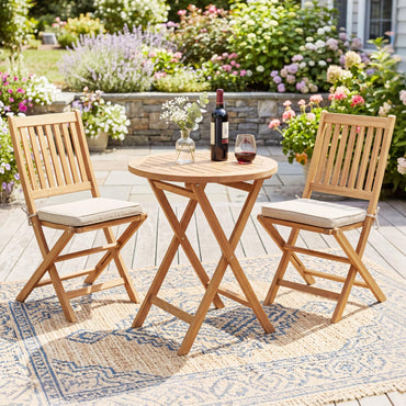 Tangkula 24” Round Solid Teak Outdoor Folding Bistro Table