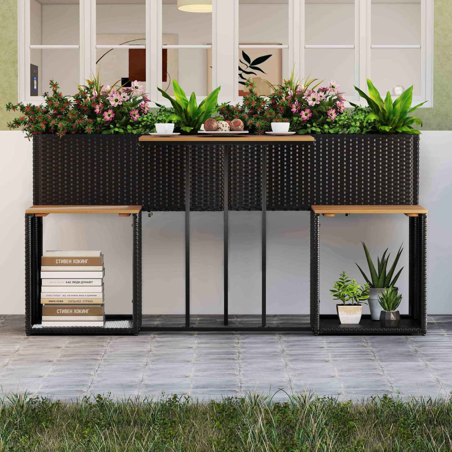 Tangkula Patio Furniture Set with Raised Garden Bed