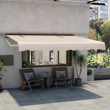 Tangkula 12 Ft × 10 Ft Retractable Awning with Crank Handle and Water-Resistant Polyester