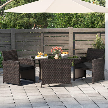 Tangkula 3 Piece Patio Wicker Dining Set