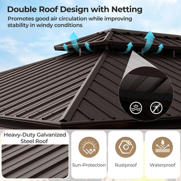 Tangkula 12x16 Ft Hardtop Double-Roof Patio Gazebo