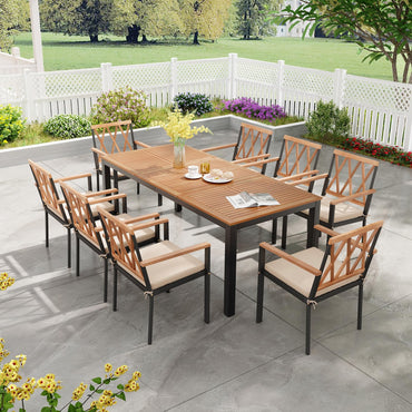 Tangkula 9 Piece Outdoor Patio Dining Set