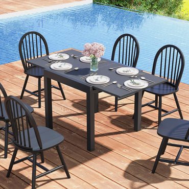 Tangkula Table de salle à manger extensible pour patio, rectangulaire réglable toutes saisons de 80 à 160 cm
