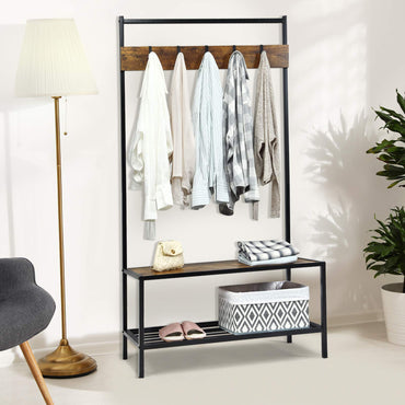 Tangkula 3 In 1 Entryway Hall Tree with Coat Rack & Shoe Storage