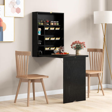 Tangkula Wall Mounted Fold Out Convertible Desk for Home Office