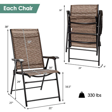 Tangkula 4 Pcs Outdoor Patio Chair, Space Saving Stackable Portable Steel Frame Lawn Poolside Backyard