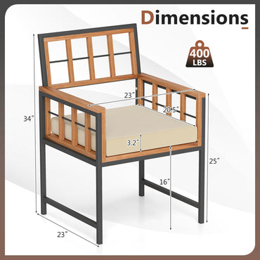 Tangkula Lot de 6 chaises de patio en bois d'acacia