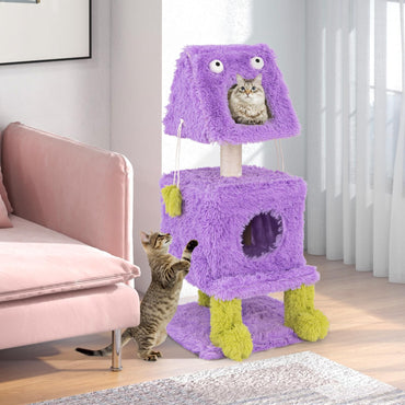 Arbre à chat Tangkula sur le thème des monstres, centre d'activités à 3 niveaux avec 2 cabanes privées pour chats