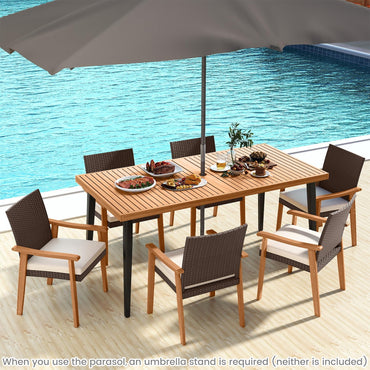 Tangkula 7 Pieces Patio Dining Table Set
