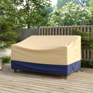 Housse de causeuse Tangkula pour patio, housse de canapé profond d'extérieur imperméable 2 places avec poignée rembourrée et sangles à clic