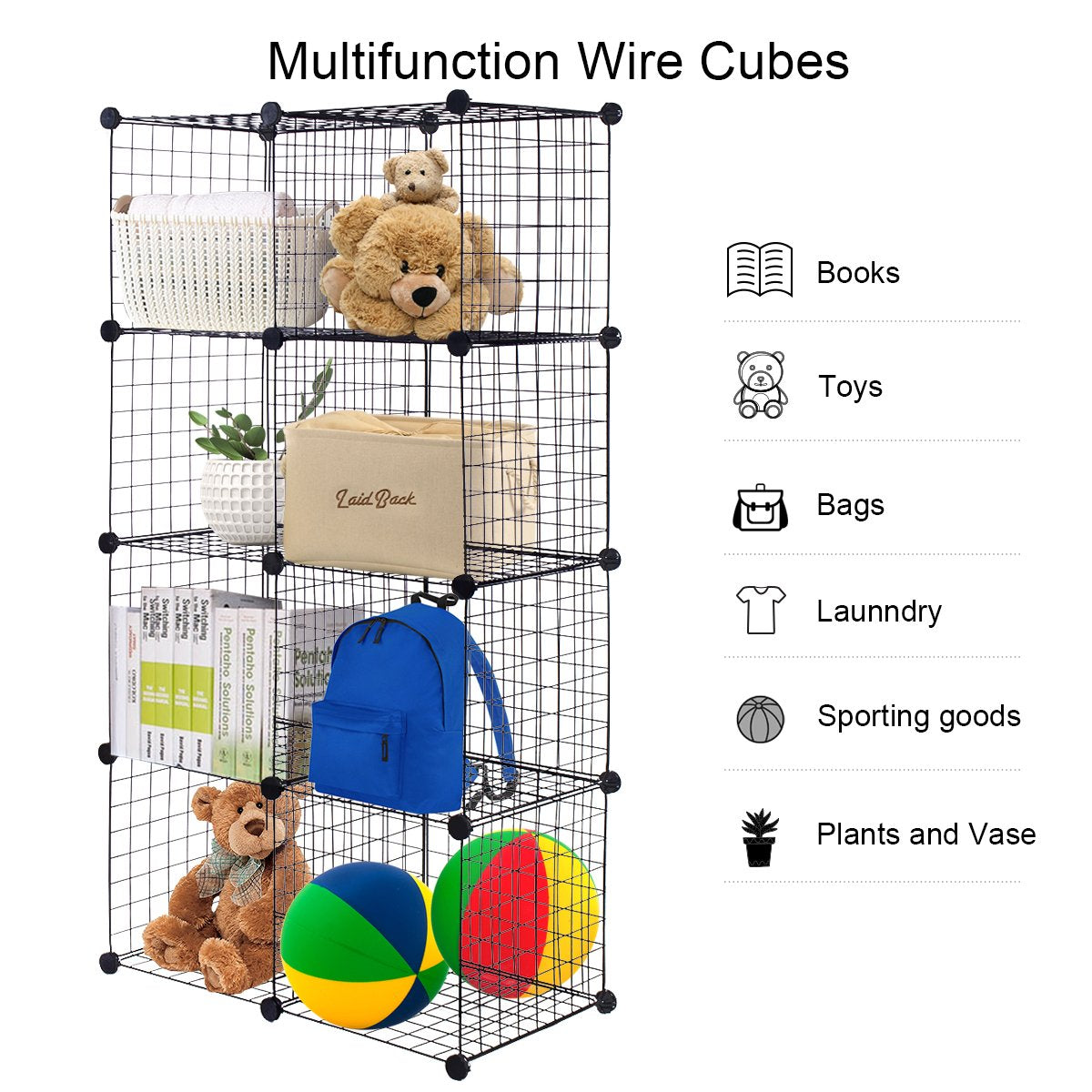 Wire Storage Cubes, Metal Grids Book Shelf