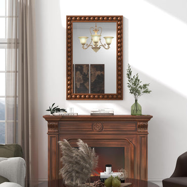 Miroir mural rustique Tangkula, miroir mural rectangulaire de 24" x 36" avec cadre en bois massif