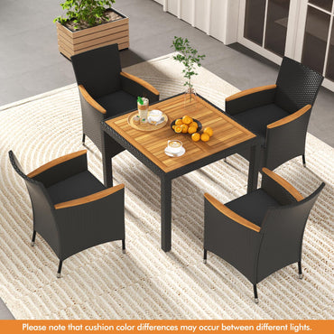 Tangkula 5 Pieces Patio Dining Table Set for 4 with Umbrella Hole