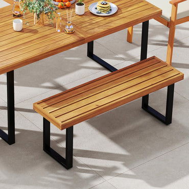 Tangkula 48" Long Patio Dining Bench with Metal Legs