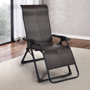 Chaise longue Tangkula en rotin anti-gravité, chaise longue d'extérieur réglable et pliable avec accoudoir élargi et système de verrouillage