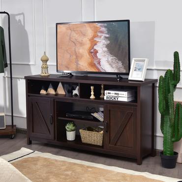 Meuble TV de style ferme moderne Tangkula avec portes coulissantes doubles