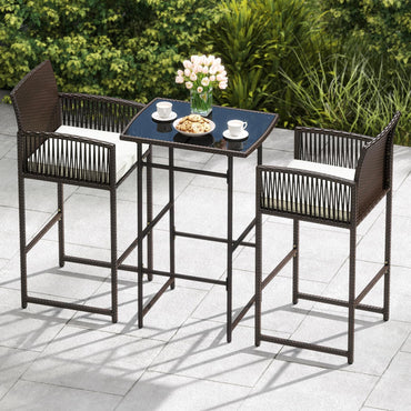 Tangkula 3 Piece Patio Bar Set for Backyard