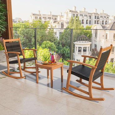 Tangkula 3 Pieces Patio Rocking Chair Set