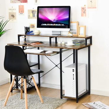 Tangkula Bureau informatique avec étagères de rangement, support d'écran