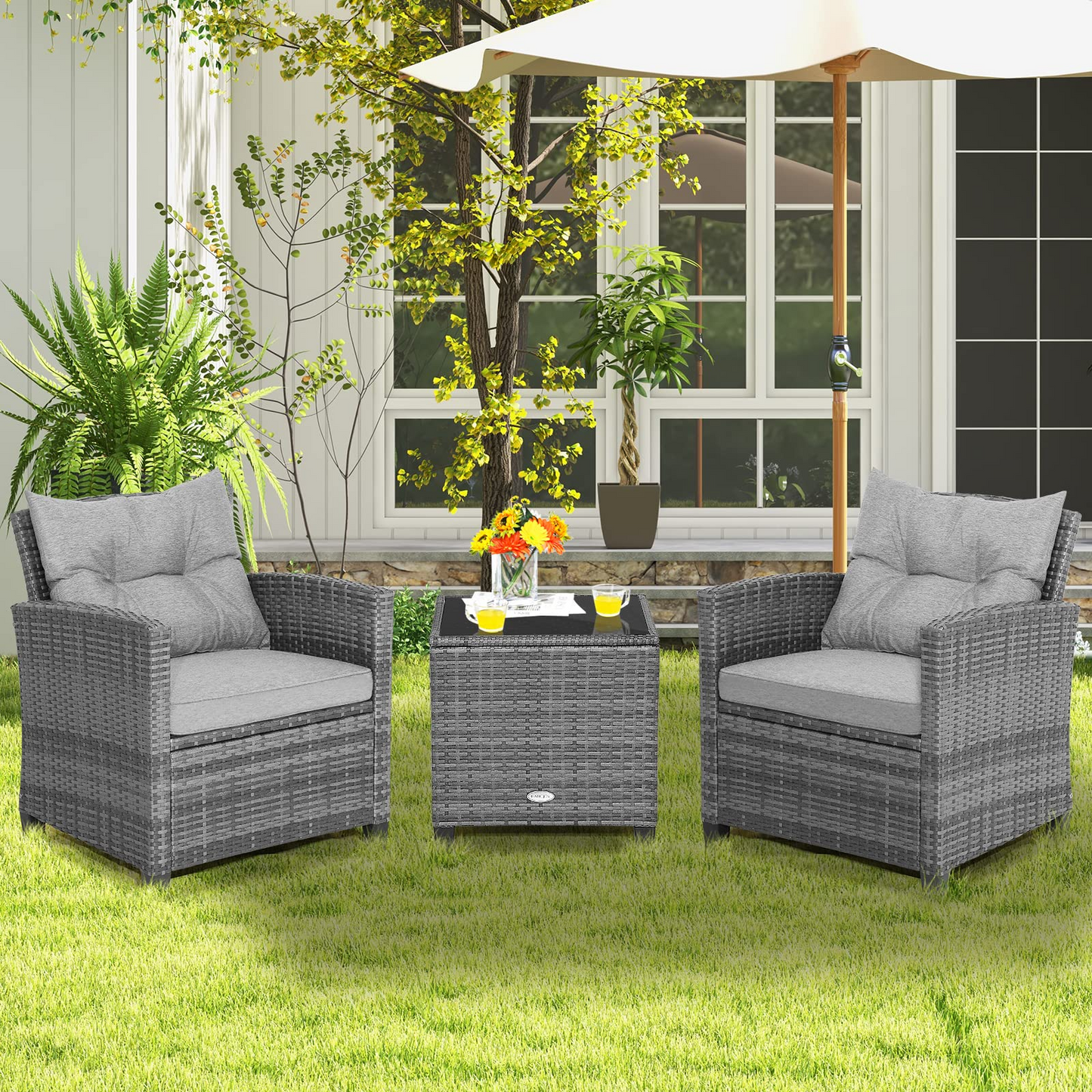 Tangkula 3 Pieces Patio Furniture Set