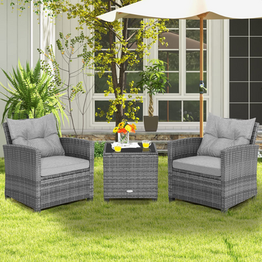 Tangkula Ensemble de mobilier de patio 3 pièces