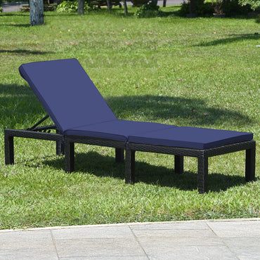 Tangkula Chaise longue en osier pour terrasse, chaises longues inclinables réglables en rotin pour l'extérieur