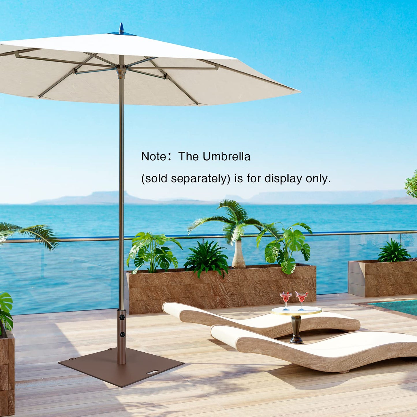 50 LBS Patio Umbrella Stand, Fits for 1.6 - 1.9 Umbrella Pole (Bronze)