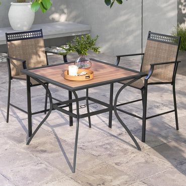 Table de salle à manger Tangkula pour 4 personnes, table de bistrot carrée robuste avec plateau étanche imitation bois
