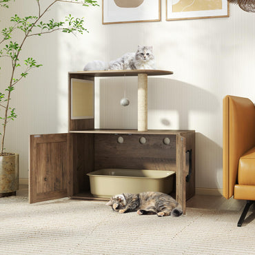 Tangkula Cat Tree with Litter Box Enclosure