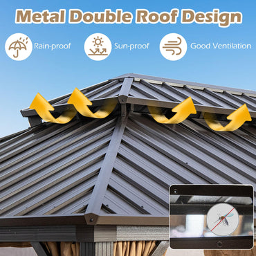 Tangkula 12x16 FT Hardtop Gazebo for Patio Garden Deck Lawn