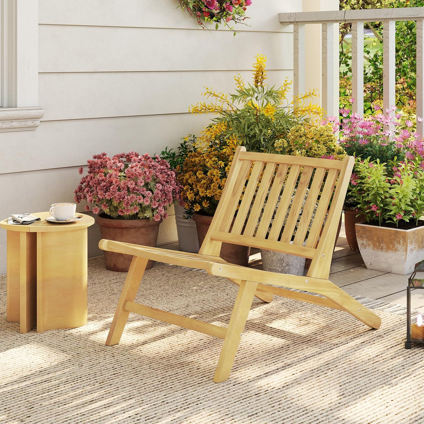 Tangkula Teak Wood Outdoor Accent Chairs(1/2/4)