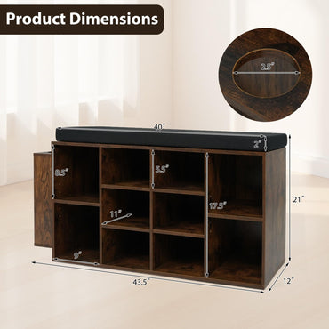 Tangkula 40" Shoe Storage Bench with Umbrella Holder