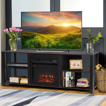 2-Tier TV Stand, Entertainment Television Stands Suitable for 18" Electric Fireplace (Not Included)