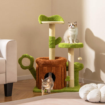 Arbre à chat esthétique Tangkula de 91 cm avec poteaux et planche à griffer en sisal